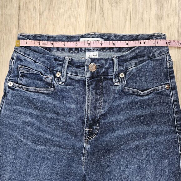 Good American Womens Blue Dark Wash Good Legs Crop Skinny Jeans Size 6/28 - Picture 6 of 13